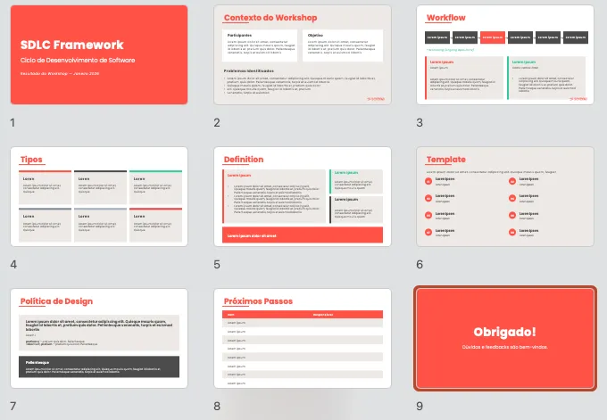 Exemplo de slides gerados automaticamente usando a skill de marca